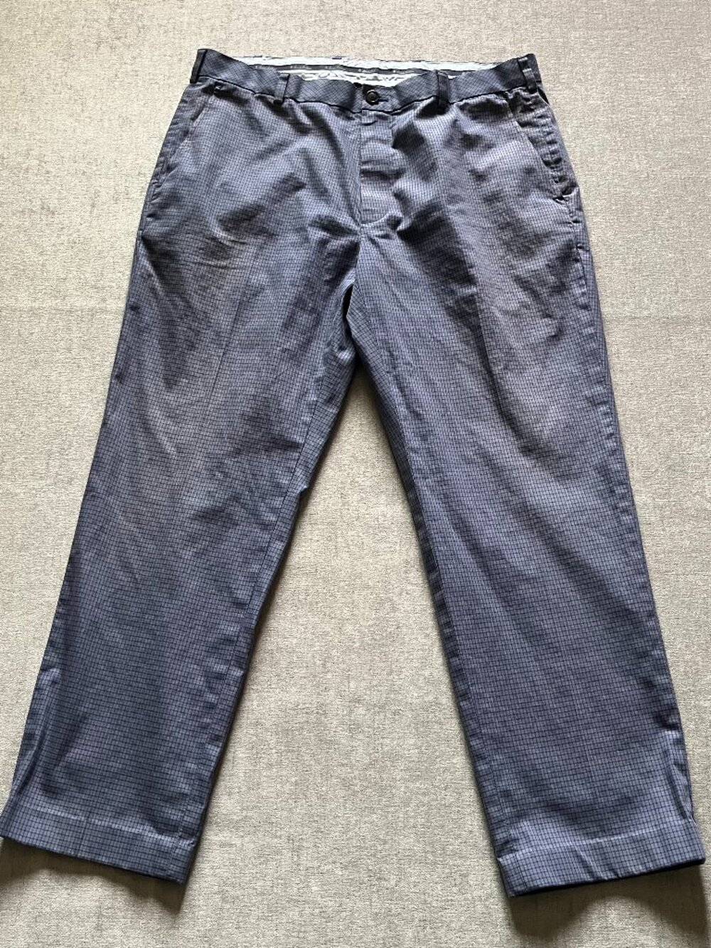 Brooks Brothers Clark Fit Trousers Pants Men 37x30 Blue Micro Plaid Pleated